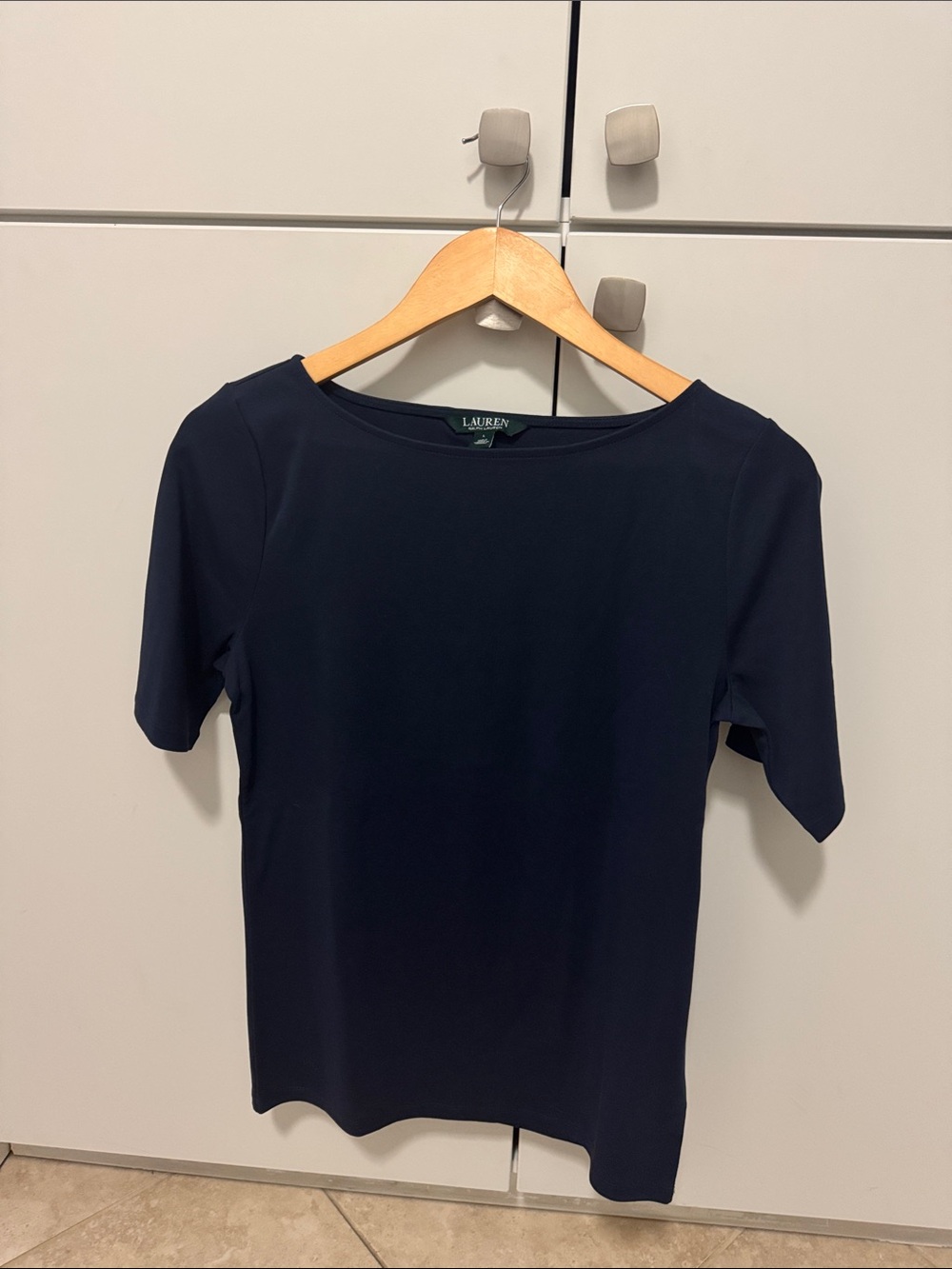 Ralph Lauren Navy Short Sleeve Boatneck Top